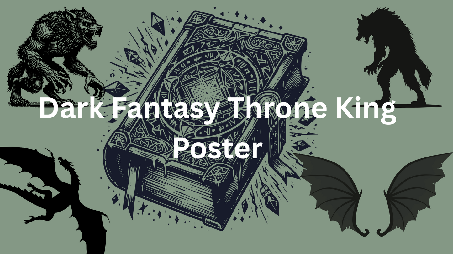 Dark Fantasy Throne King Poster | Gothic Demon Lord Digital Art | Epic Throne Room Printable Wall Art