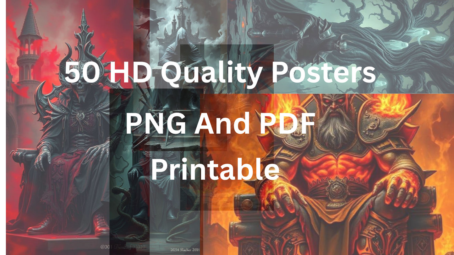 Dark Fantasy Throne King Poster | Gothic Demon Lord Digital Art | Epic Throne Room Printable Wall Art