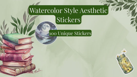 Watercolor Aesthetic Stickers Bundle | Digital Download | Pastel Boho Clipart for Planners, Journals & Scrapbooking